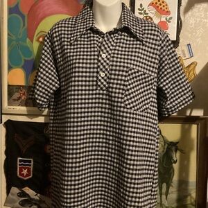 Vintage 50s-60s Men's Penguin By Munsingwear Blue and White Golf Shirt